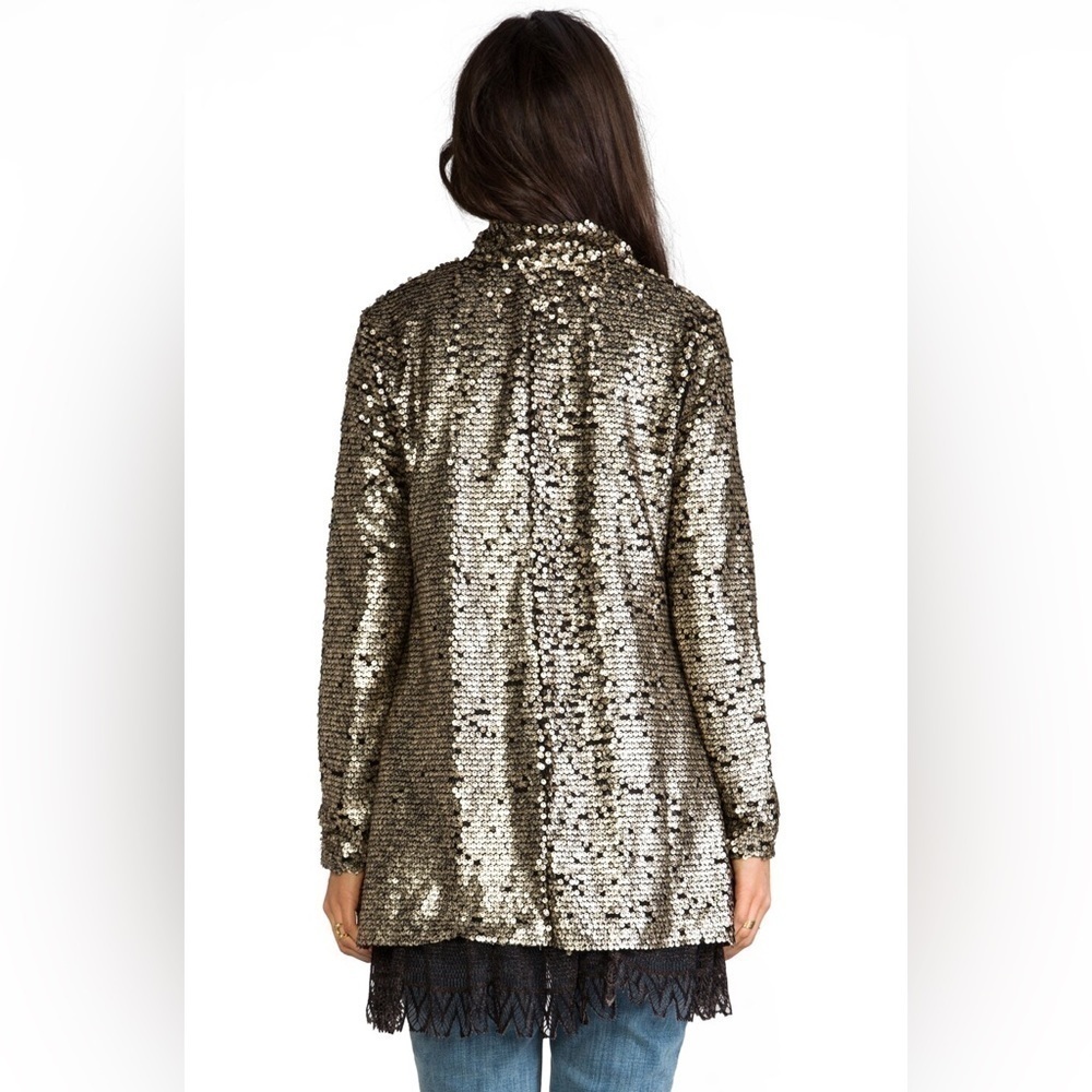 Free People Jacket Tarnished Sequin Stardust Gold XSmall - Picture 4 of 12